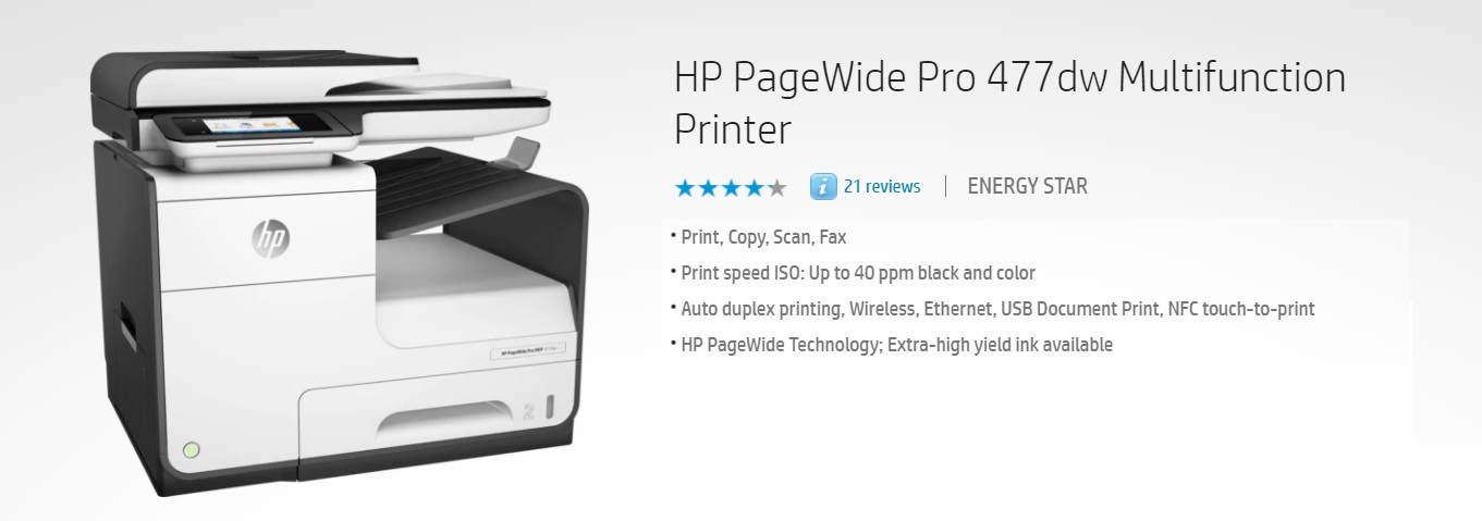 Bekend Appartement Fonetiek HP PageWide Pro 477dw Multifunction Printer